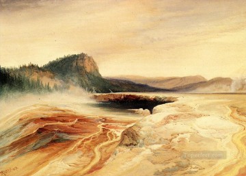  mountains Painting - Giant Blue Spring Yellowstone Rocky Mountains School Thomas Moran watercolour